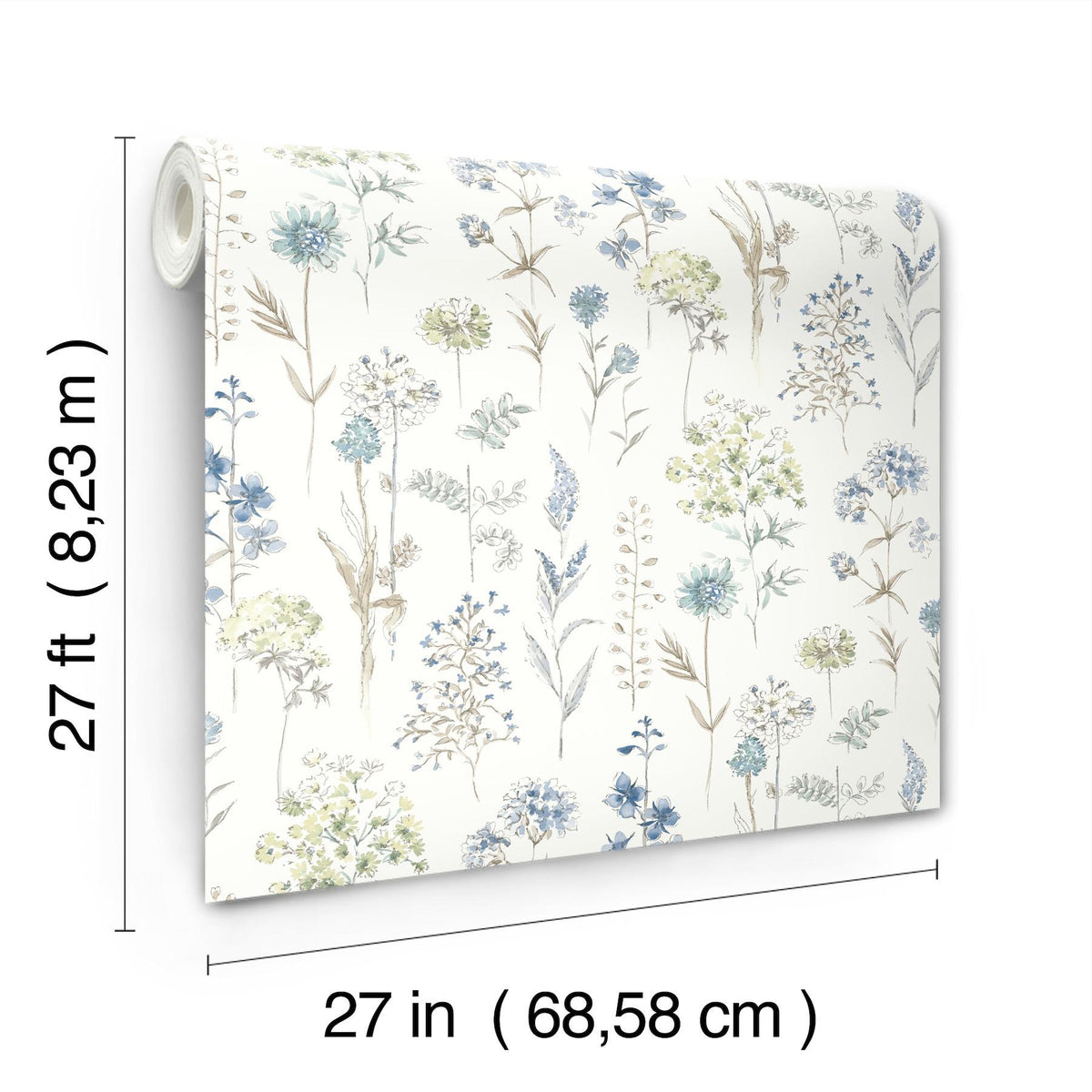 York Bergamot Sea Green Wildflower Wallpaper