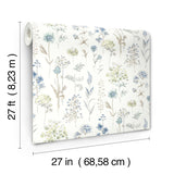 York Bergamot Sea Green Wildflower Wallpaper