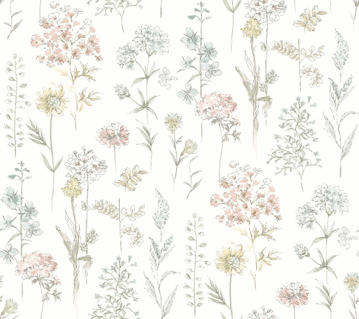 York Bergamot Pastel Wildflower Wallpaper
