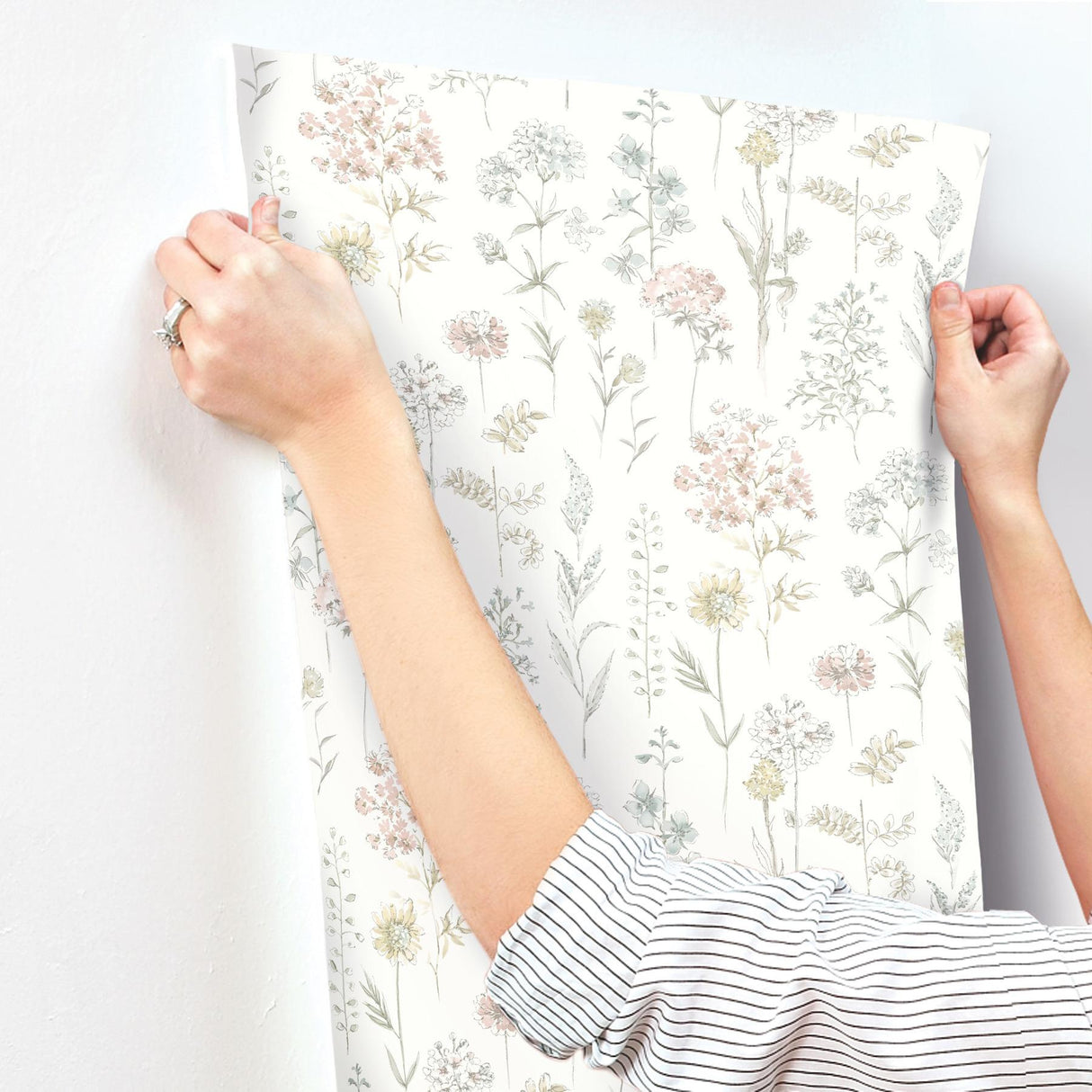 York Bergamot Pastel Wildflower Wallpaper