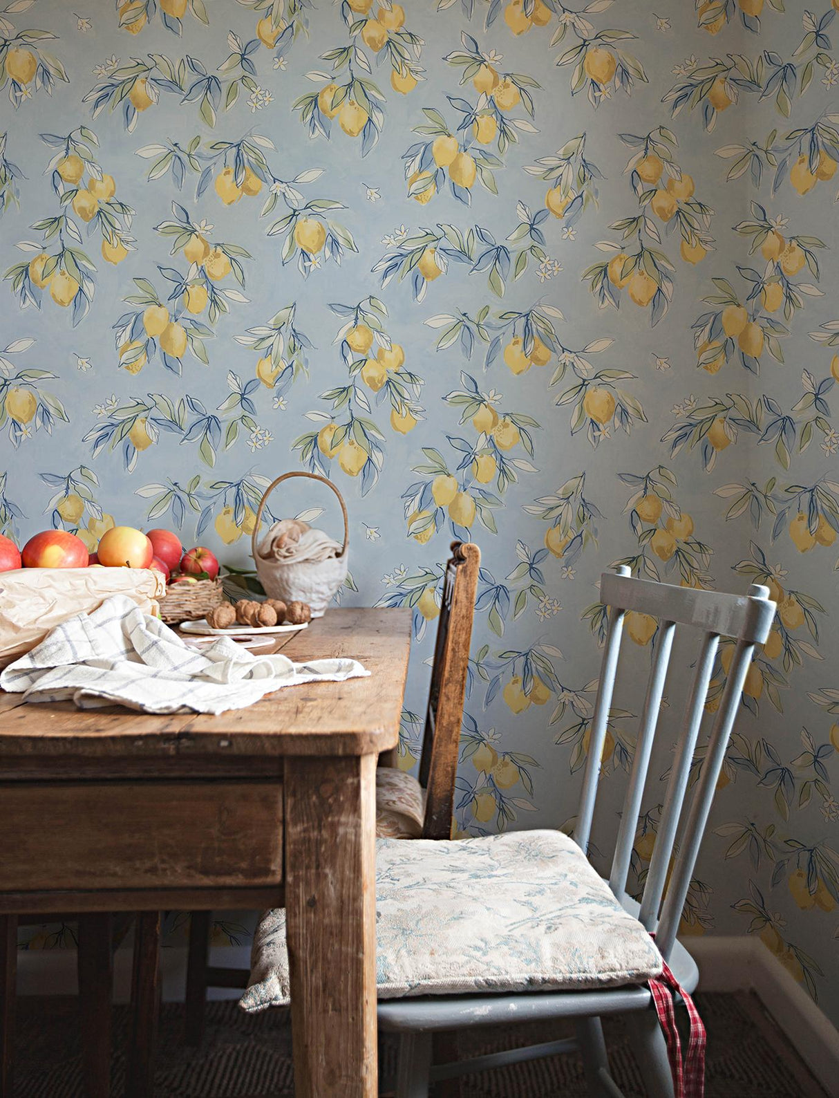 York Lemonade Light Blue Citrus Wallpaper
