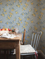 York Lemonade Light Blue Citrus Wallpaper