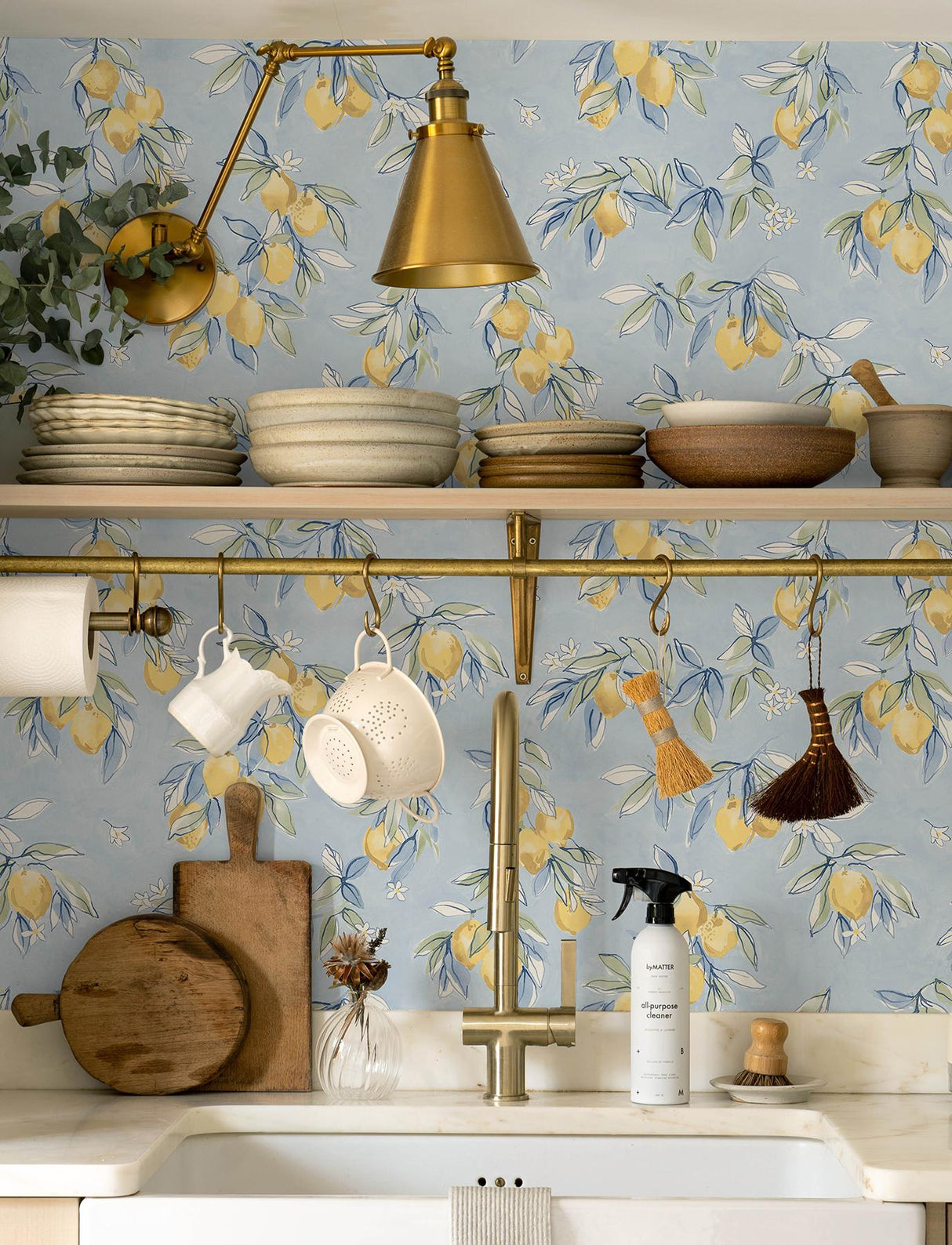 York Lemonade Light Blue Citrus Wallpaper