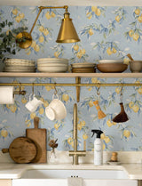 York Lemonade Light Blue Citrus Wallpaper