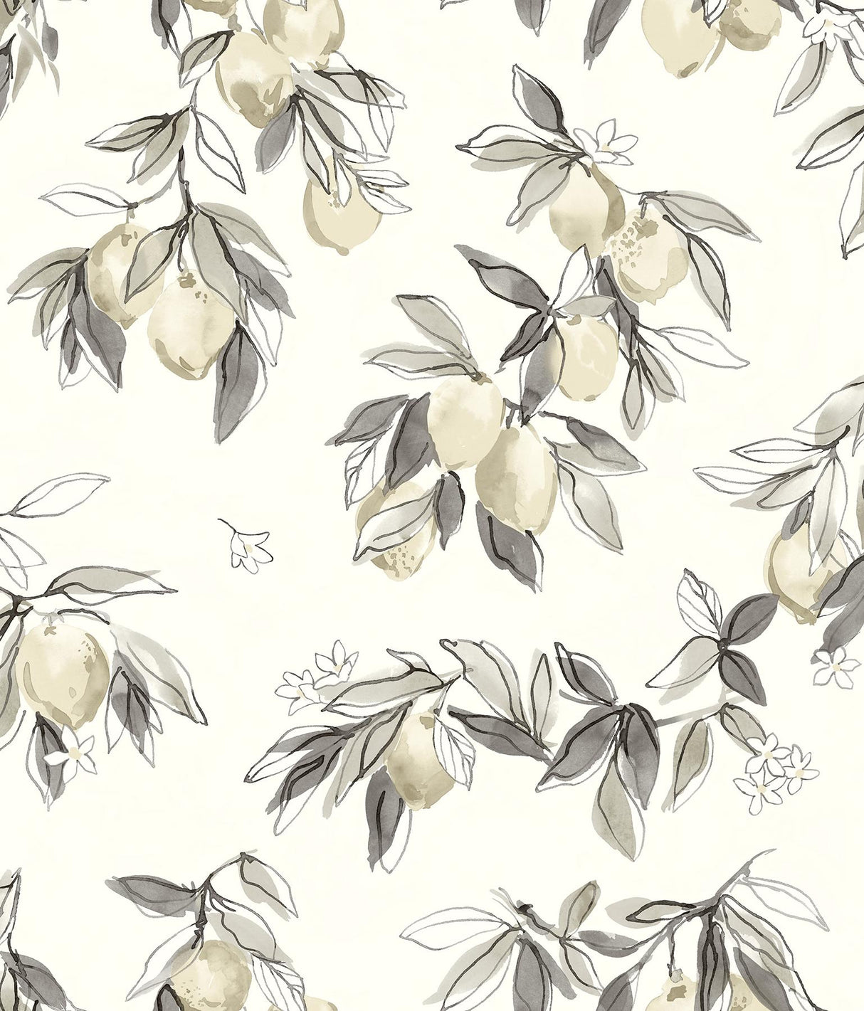 York Lemonade Grey Citrus Wallpaper