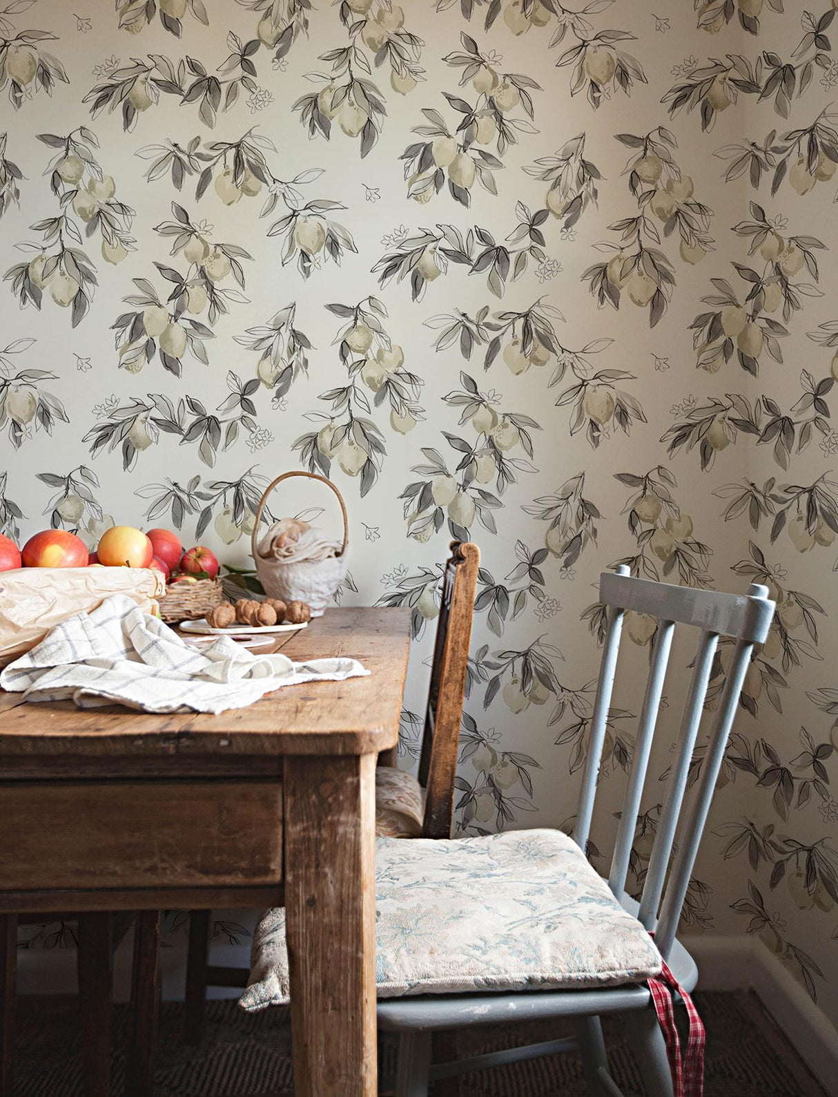 York Lemonade Grey Citrus Wallpaper