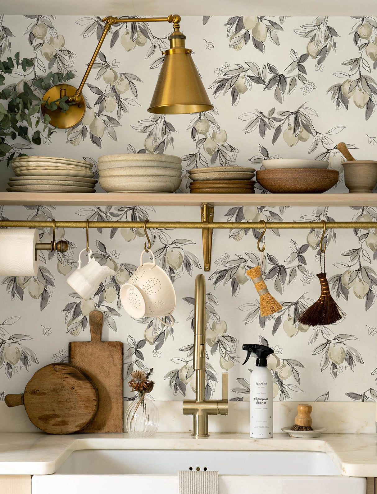 York Lemonade Grey Citrus Wallpaper