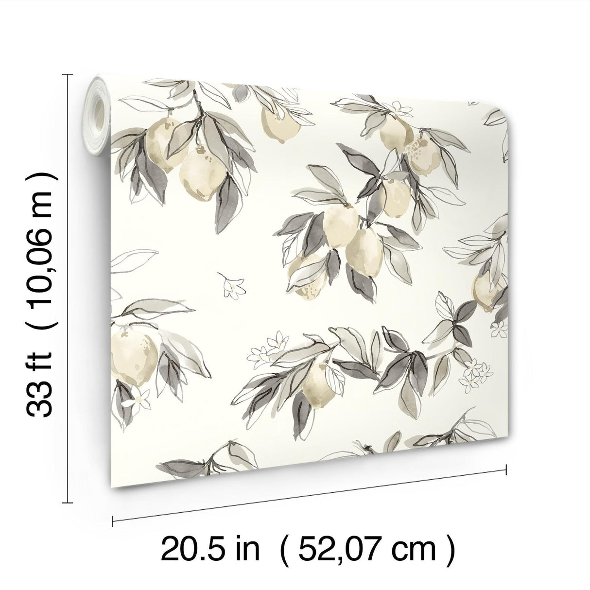 York Lemonade Grey Citrus Wallpaper