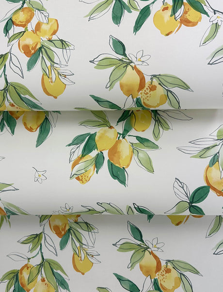 York Lemonade Yellow Citrus Wallpaper