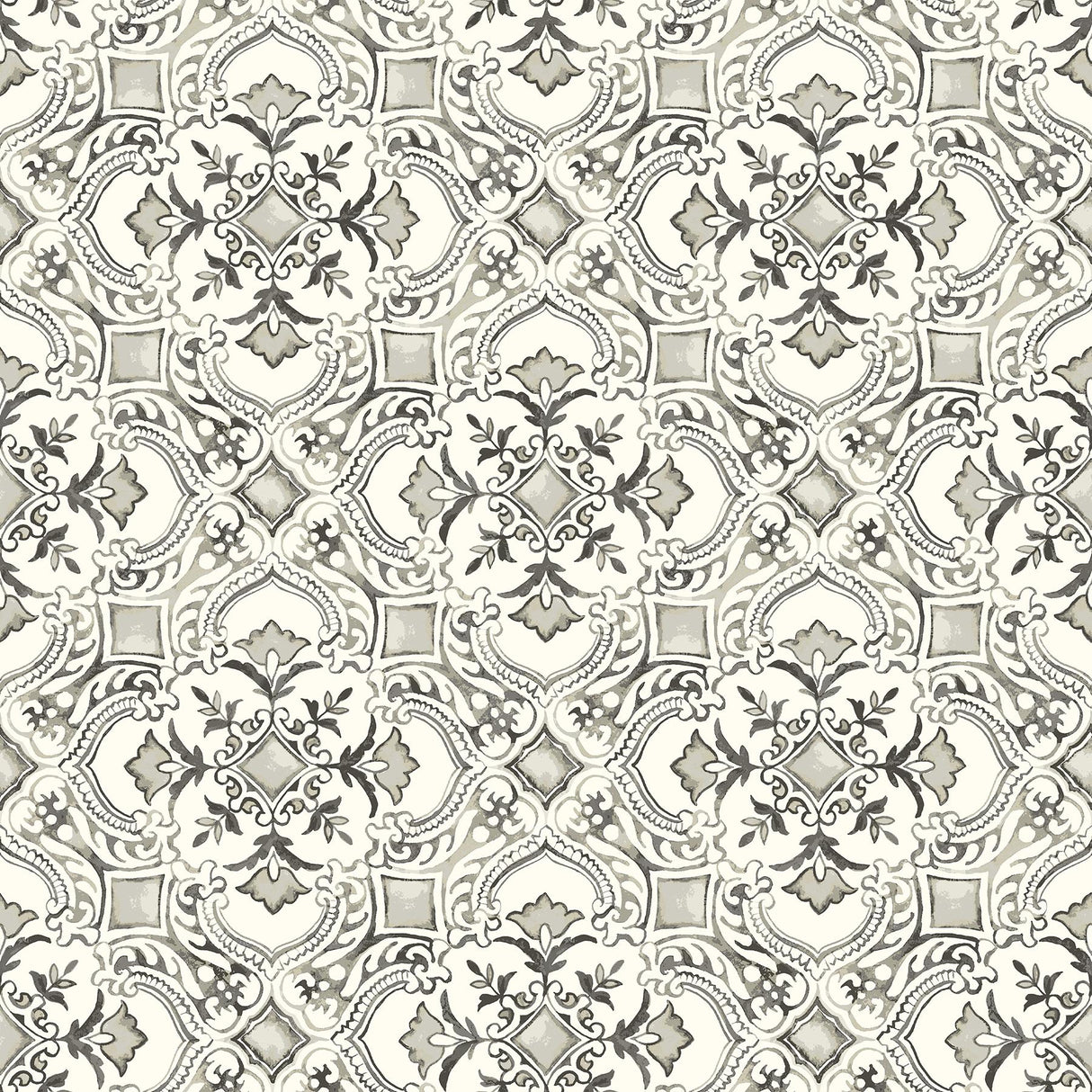 York Marjoram Black Floral Tile Wallpaper