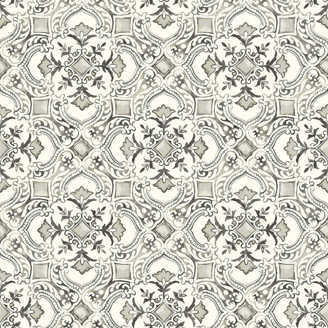 York Marjoram Black Floral Tile Wallpaper