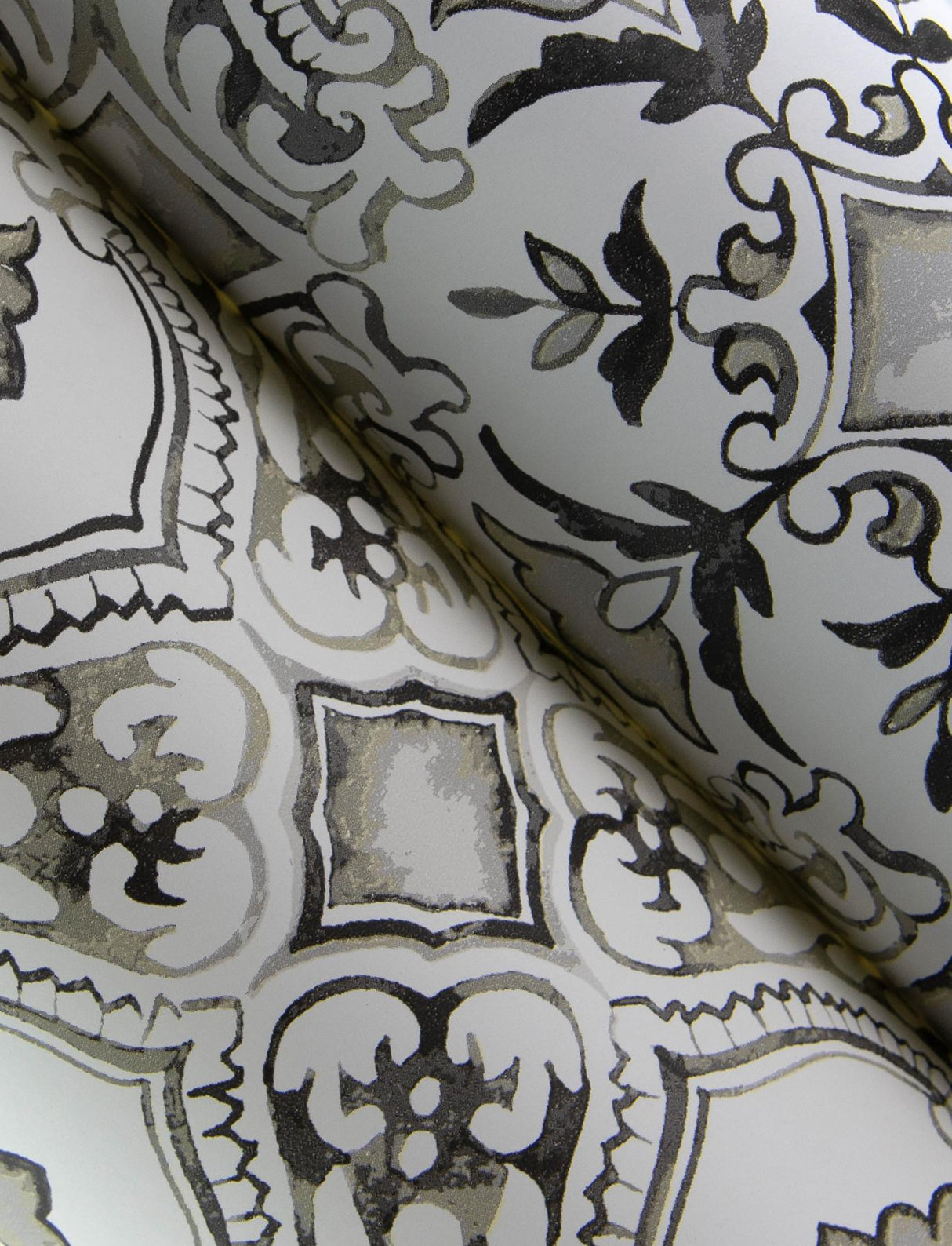 York Marjoram Black Floral Tile Wallpaper