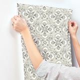 York Marjoram Black Floral Tile Wallpaper