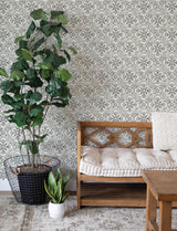 York Marjoram Black Floral Tile Wallpaper