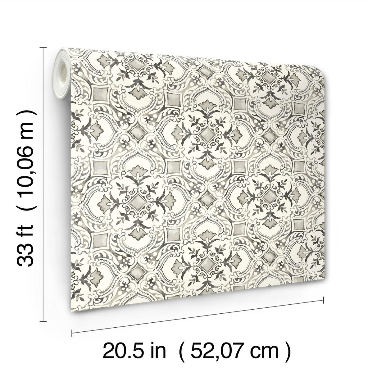York Marjoram Black Floral Tile Wallpaper