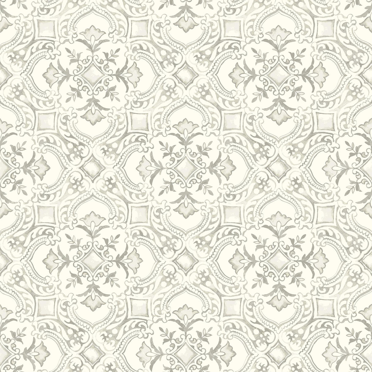 York Marjoram Light Grey Floral Tile Wallpaper