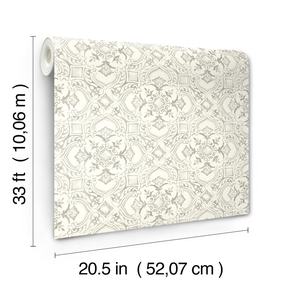 York Marjoram Light Grey Floral Tile Wallpaper