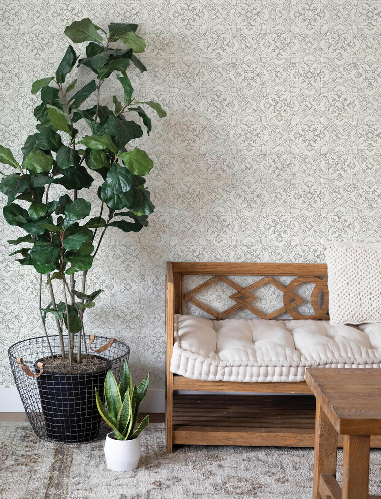 York Marjoram Blush Floral Tile Wallpaper