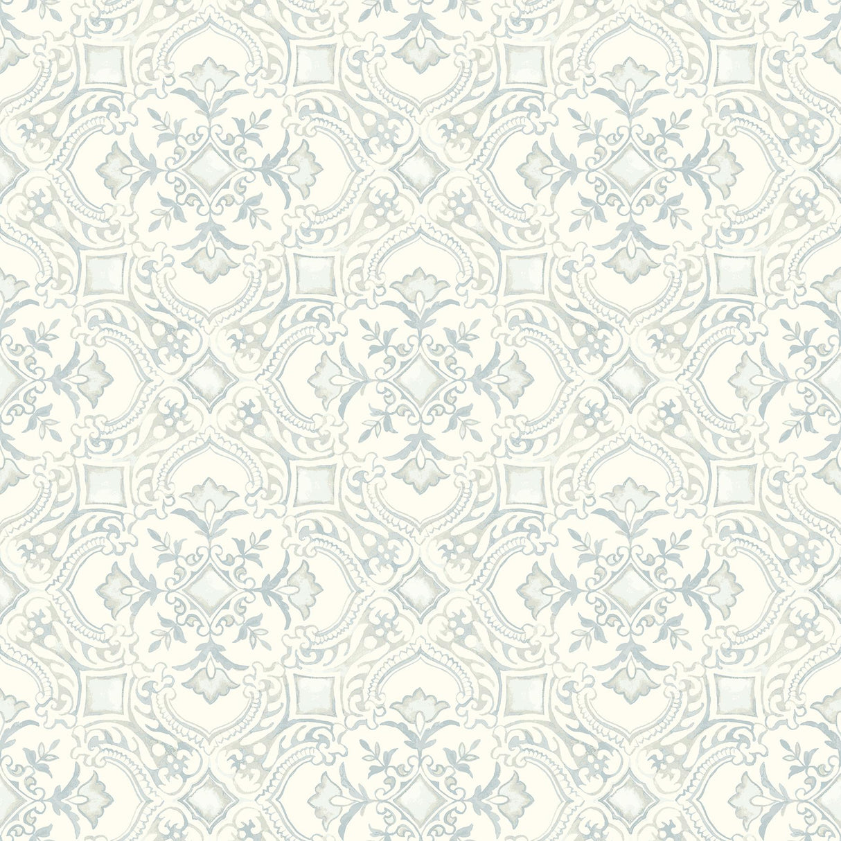 York Marjoram Light Blue Floral Tile Wallpaper