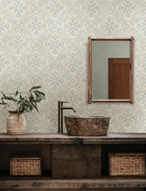 York Marjoram Light Blue Floral Tile Wallpaper