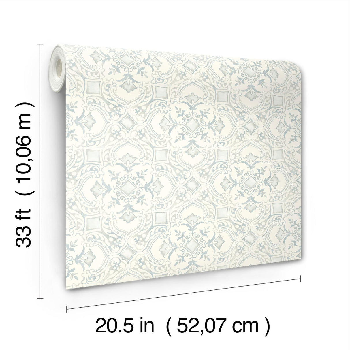 York Marjoram Light Blue Floral Tile Wallpaper
