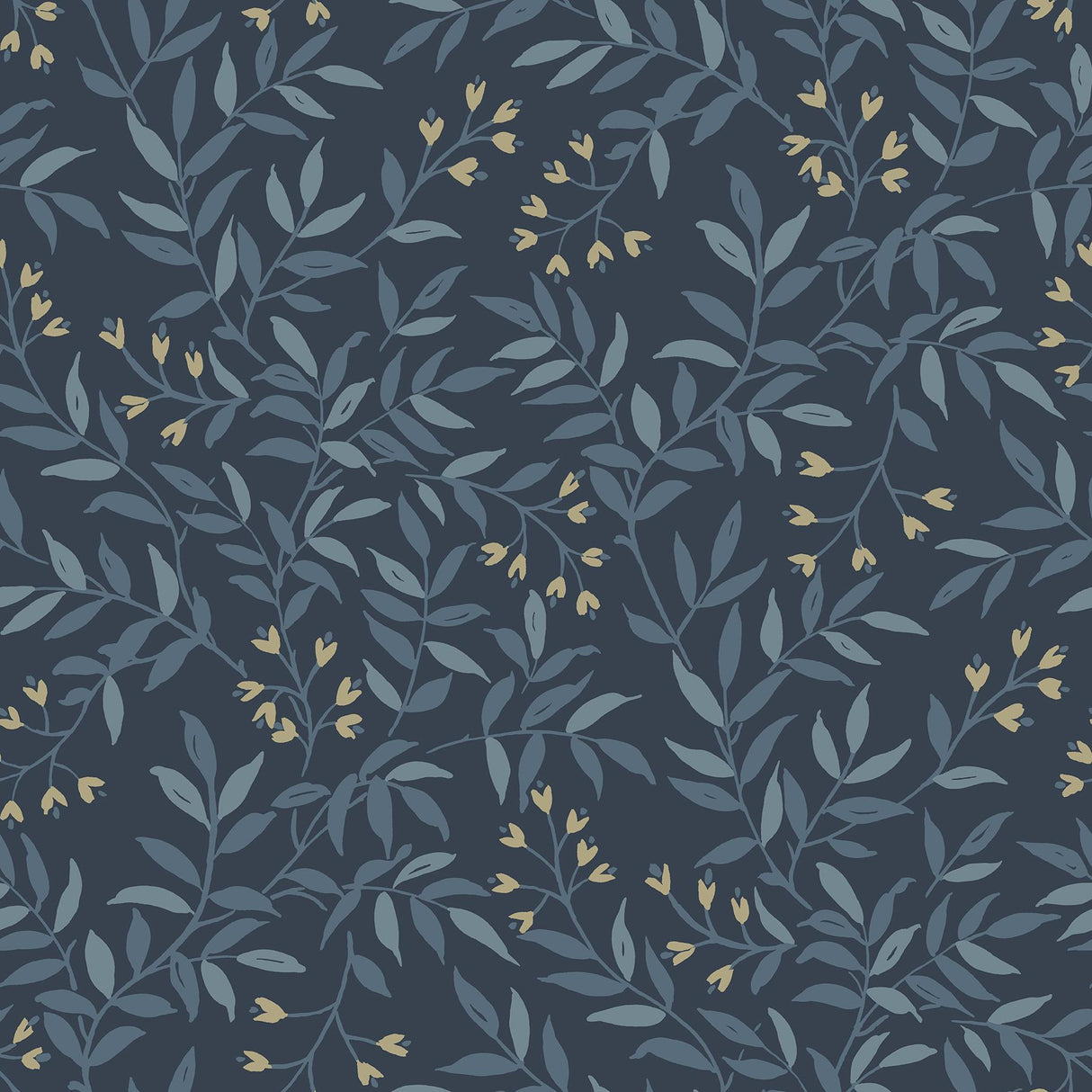 York Senna Navy Budding Vines Wallpaper