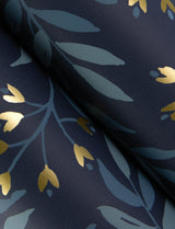 York Senna Navy Budding Vines Wallpaper