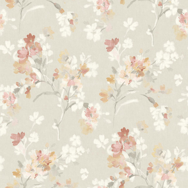 York Azalea Ruby Floral Branches Wallpaper
