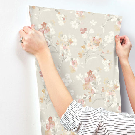 York Azalea Ruby Floral Branches Wallpaper