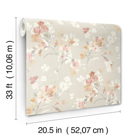 York Azalea Ruby Floral Branches Wallpaper