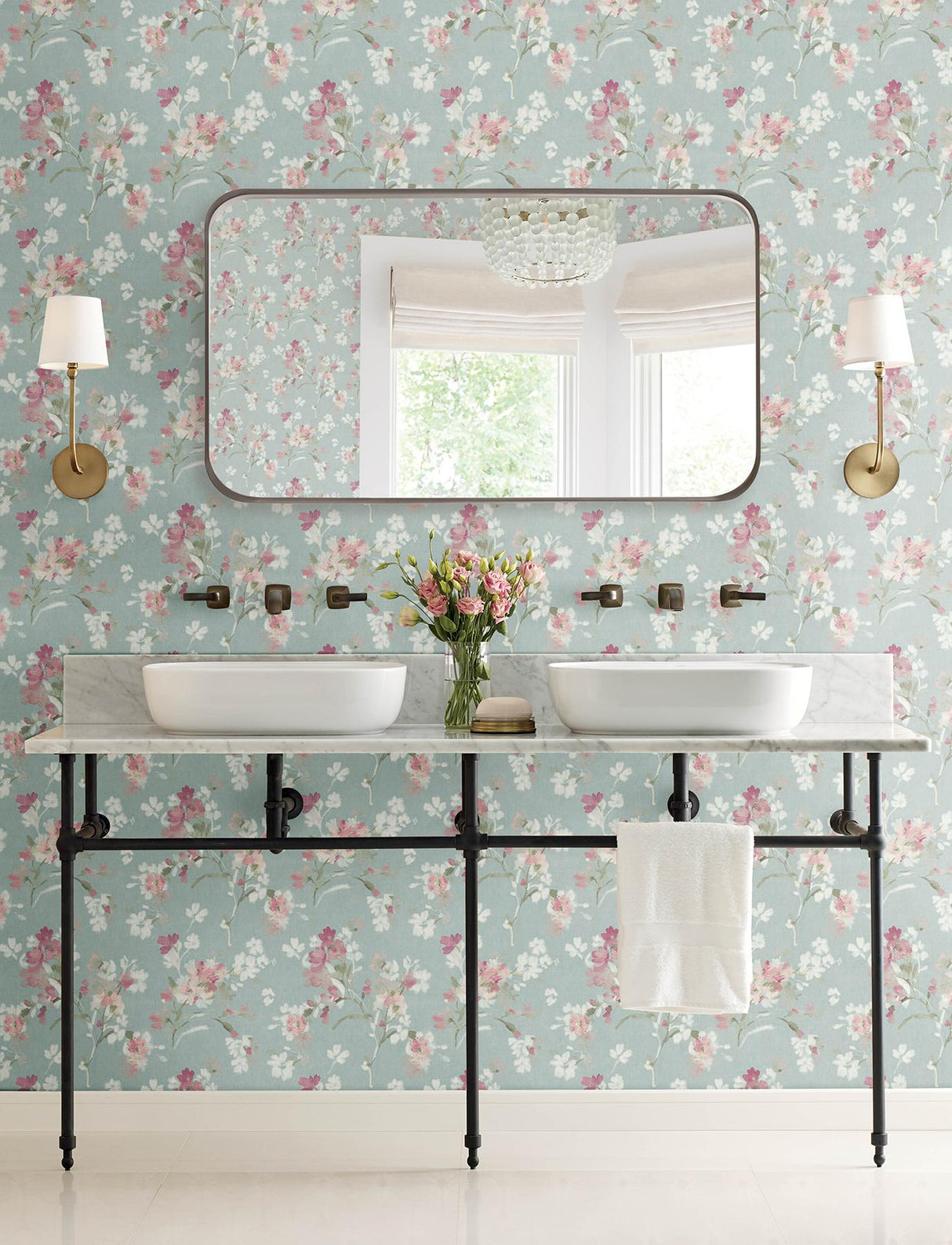 York Azalea Fuchsia Floral Branches Wallpaper