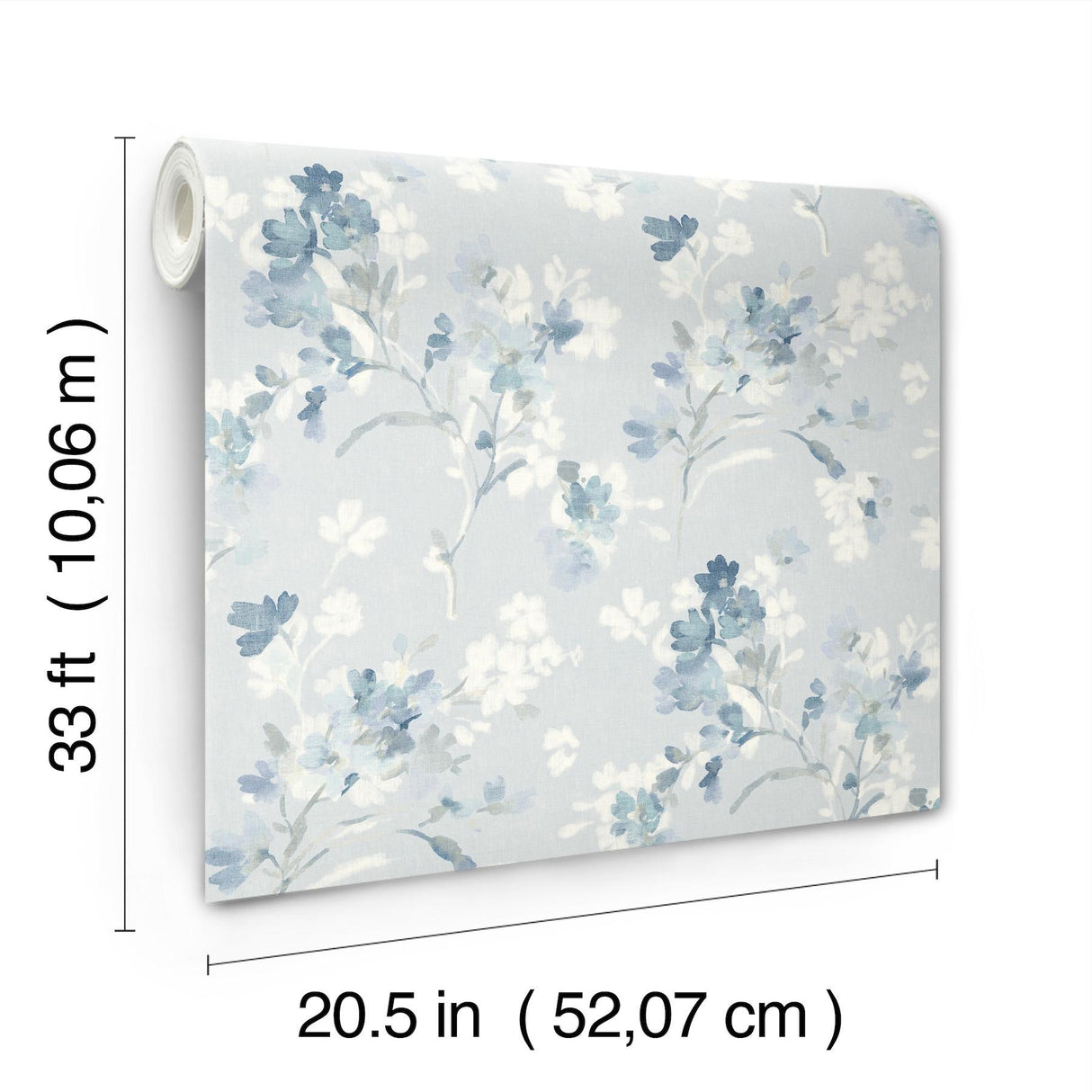 York Azalea Light Blue Floral Branches Wallpaper