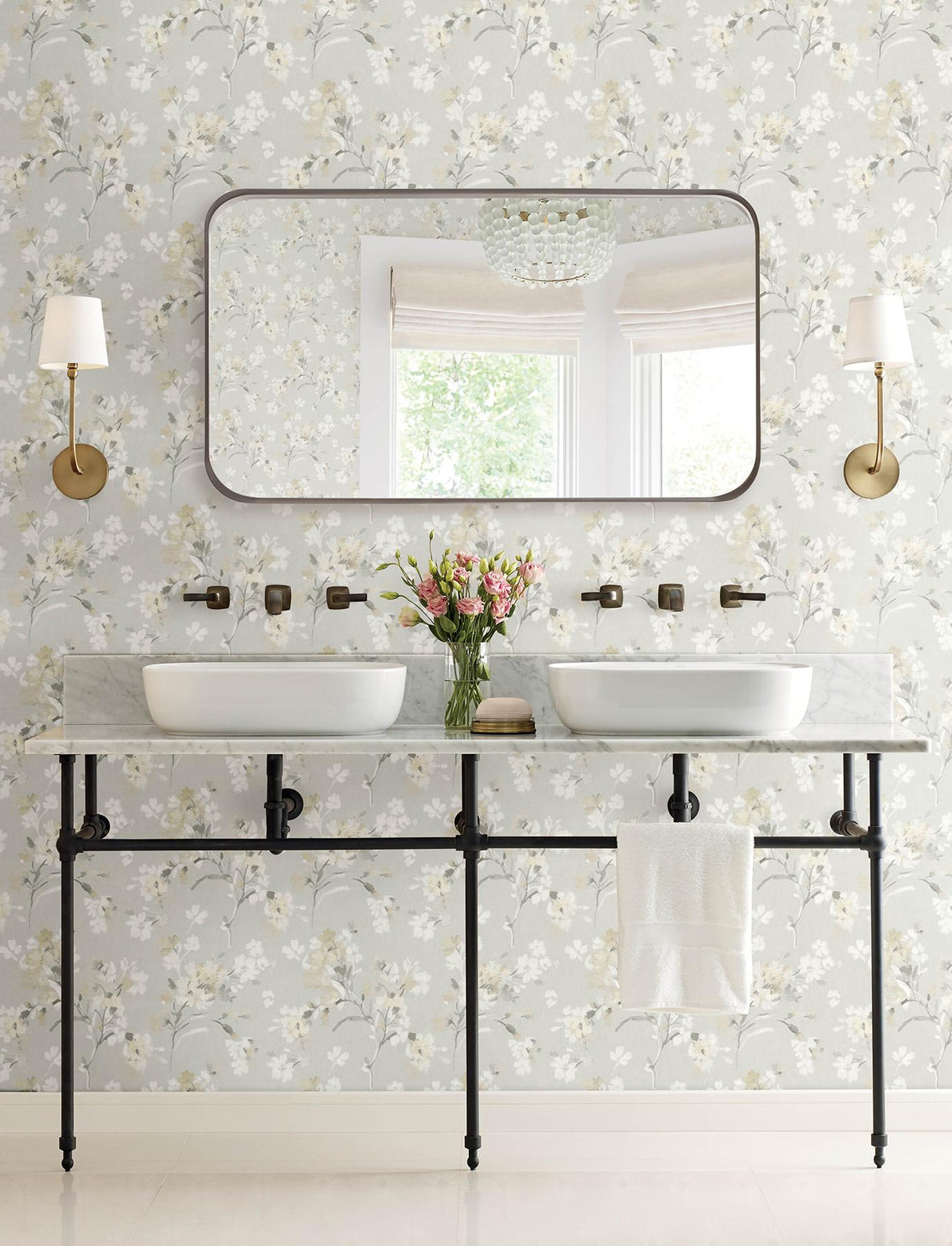 York Azalea Neutral Floral Branches Wallpaper
