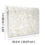 York Azalea Neutral Floral Branches Wallpaper