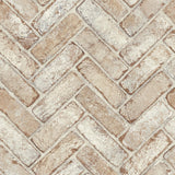 York Canelle Rust Brick Herringbone Wallpaper