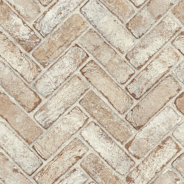 York Canelle Rust Brick Herringbone Wallpaper