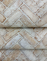 York Canelle Rust Brick Herringbone Wallpaper