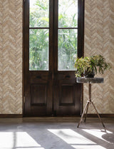 York Canelle Rust Brick Herringbone Wallpaper