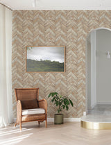 York Canelle Rust Brick Herringbone Wallpaper