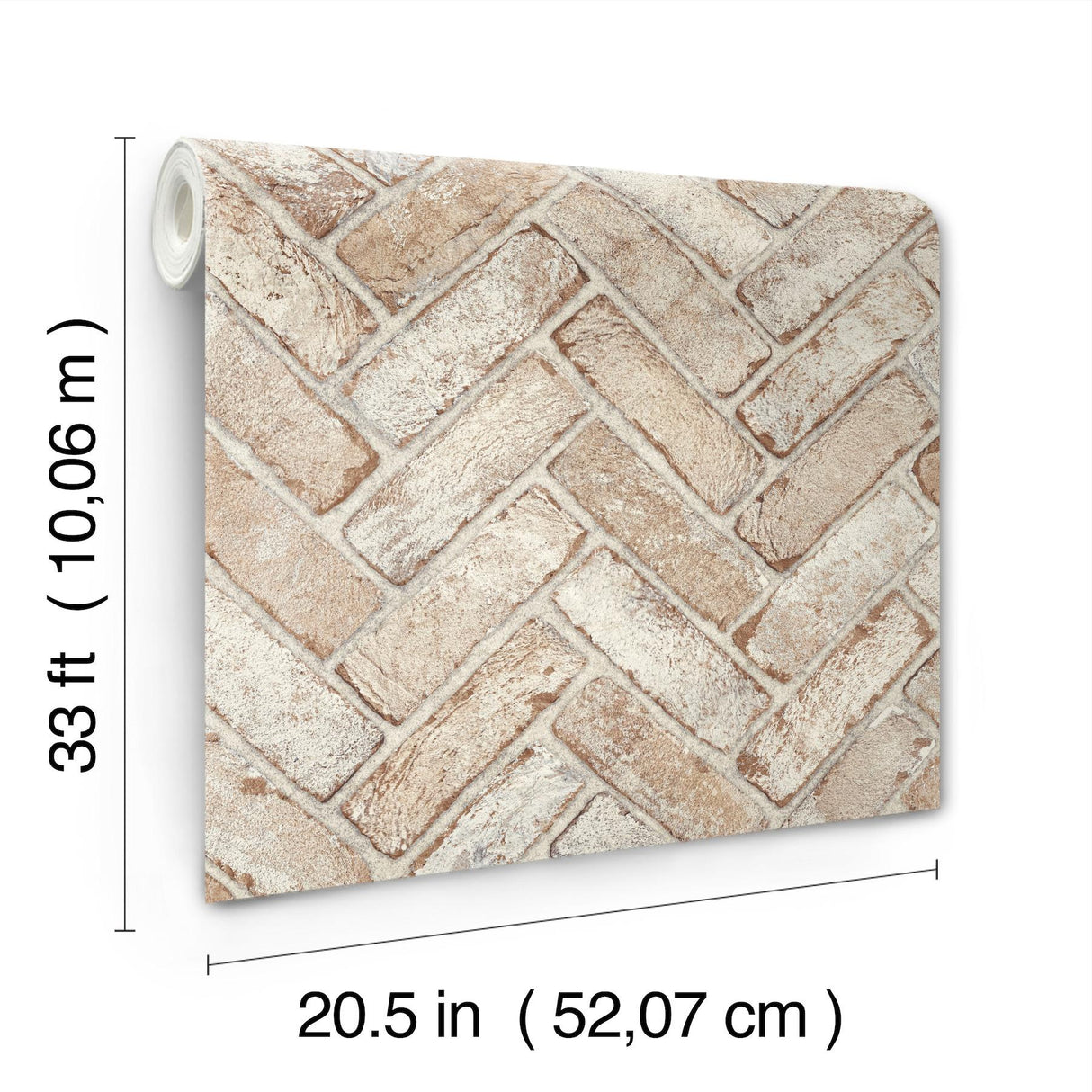 York Canelle Rust Brick Herringbone Wallpaper