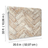 York Canelle Rust Brick Herringbone Wallpaper