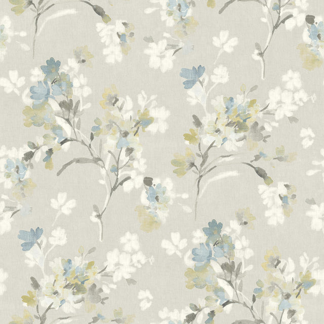 York Azalea Light Grey Floral Branches Wallpaper
