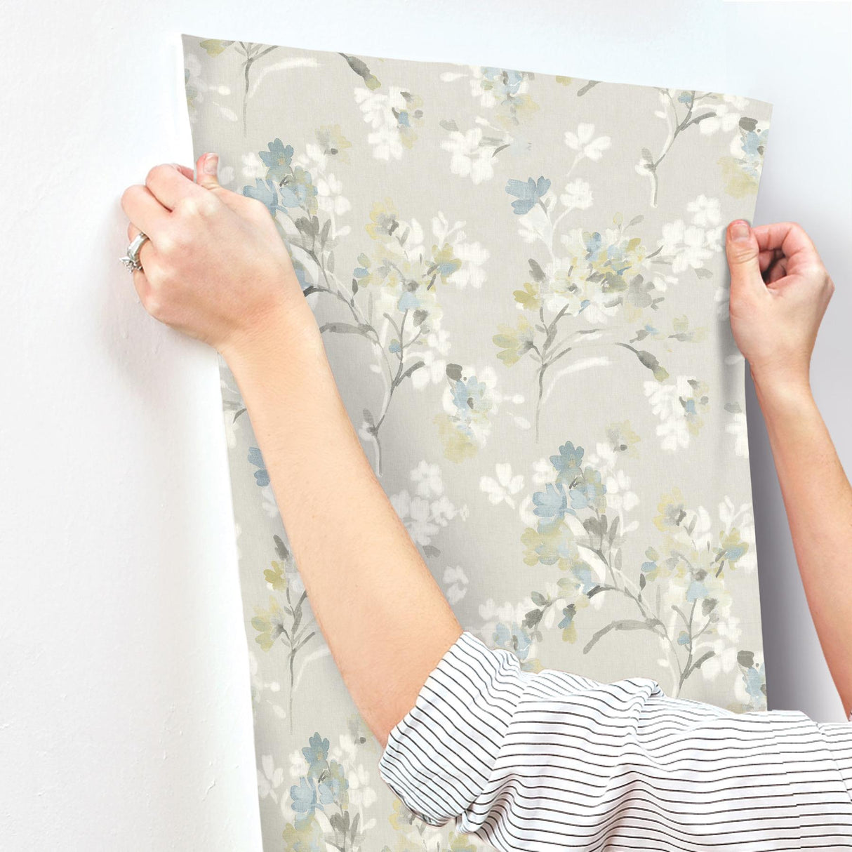 York Azalea Light Grey Floral Branches Wallpaper