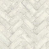 York Canelle White Brick Herringbone Wallpaper