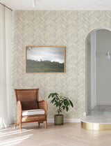 York Canelle White Brick Herringbone Wallpaper