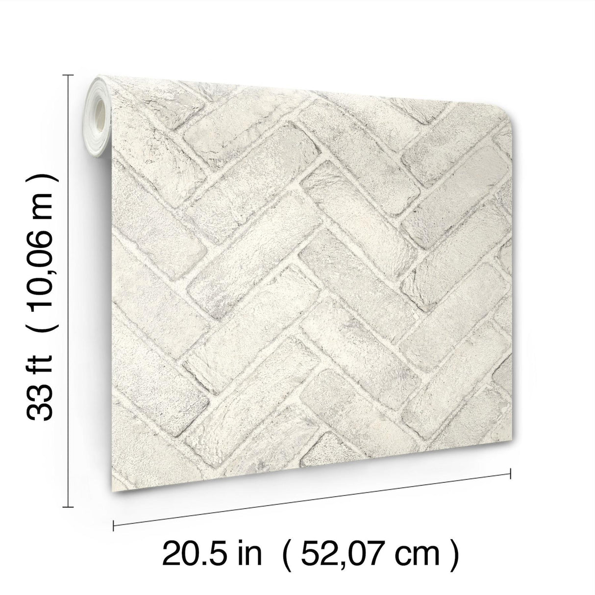 York Canelle White Brick Herringbone Wallpaper