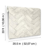 York Canelle White Brick Herringbone Wallpaper