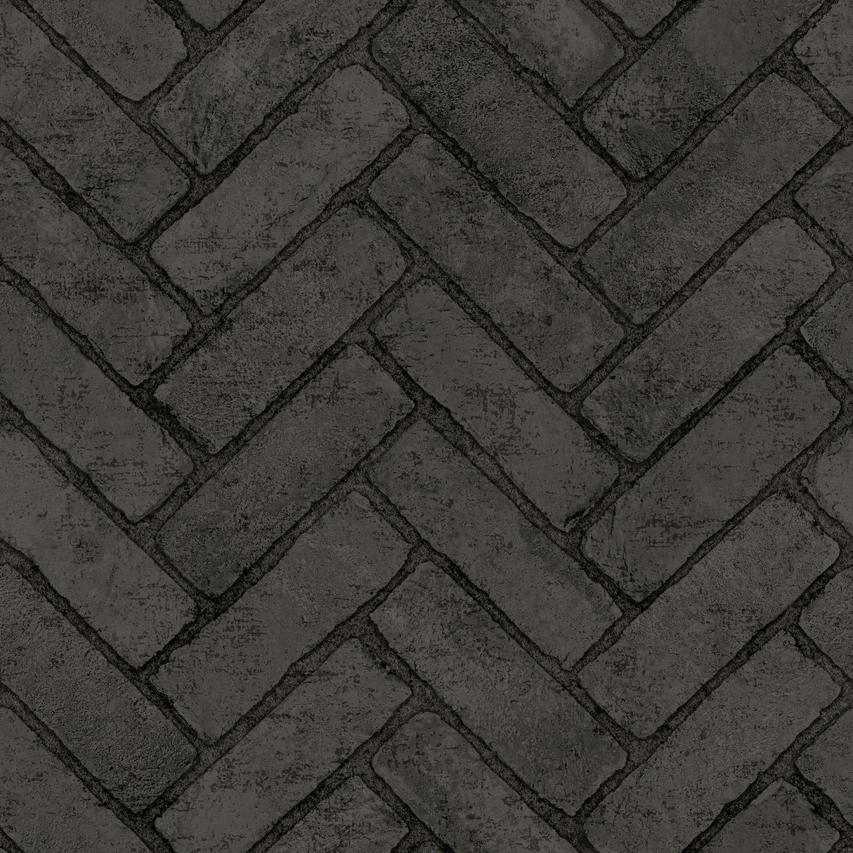 York Canelle Black Brick Herringbone Wallpaper
