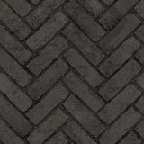 York Canelle Black Brick Herringbone Wallpaper