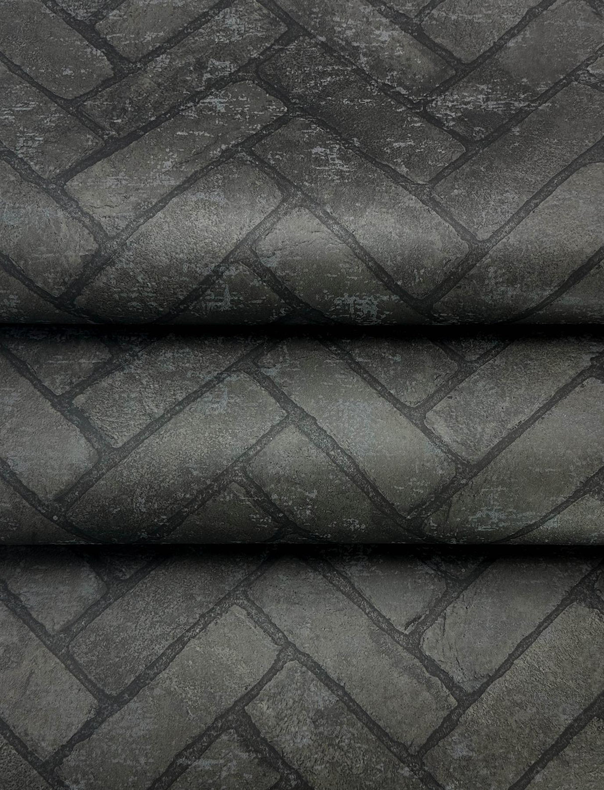 York Canelle Black Brick Herringbone Wallpaper